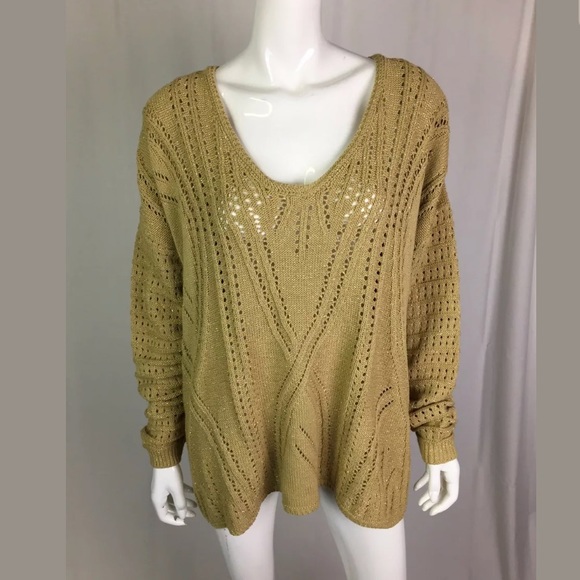 Cache | Sweaters | Vintage Cache Metallic Knit Oversize Vneck Sweater ...